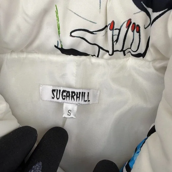AOP Sugarhill Blizzard Psycho Puffer Jacket Mens Small Streetwear All Over Print